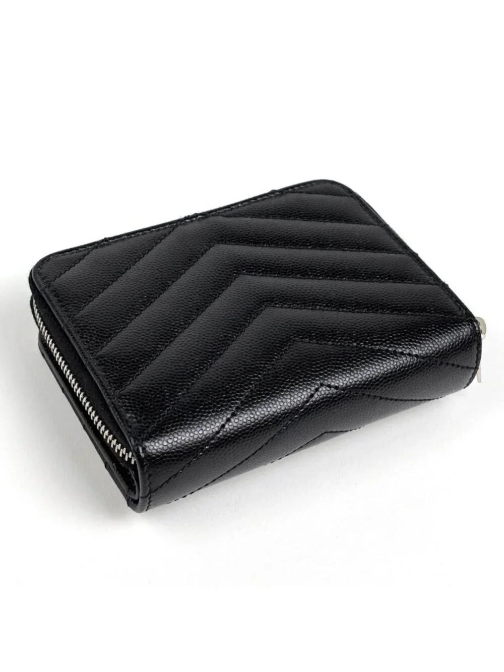 Saint Laurent Monogram Compact Zip Around Wallet Bifold Leather Black - Picture 2 of 8